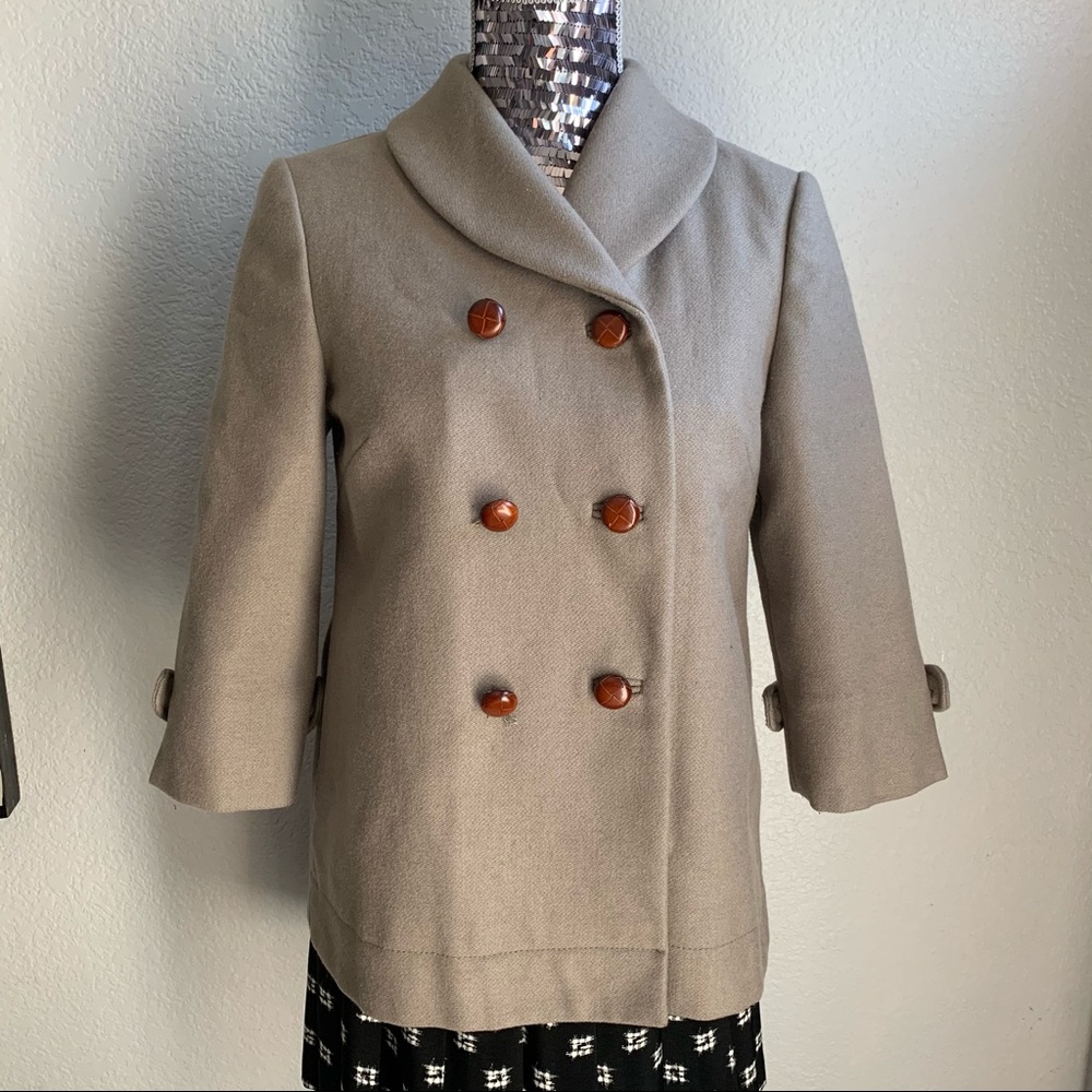 Trovata Gray Wool Double Breasted Peacoat Small